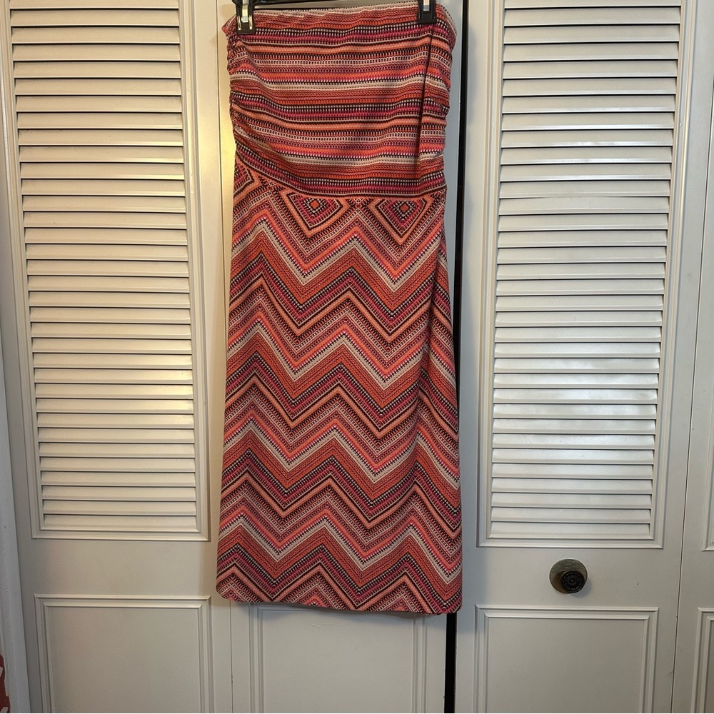 DAKINI 2 in 1 Striped Multi Colored Strapless Dress or Skirt. Sz Medium